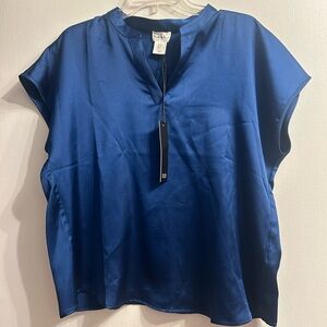 NWT Sz L Nicole Miller Royal Blue Blouse